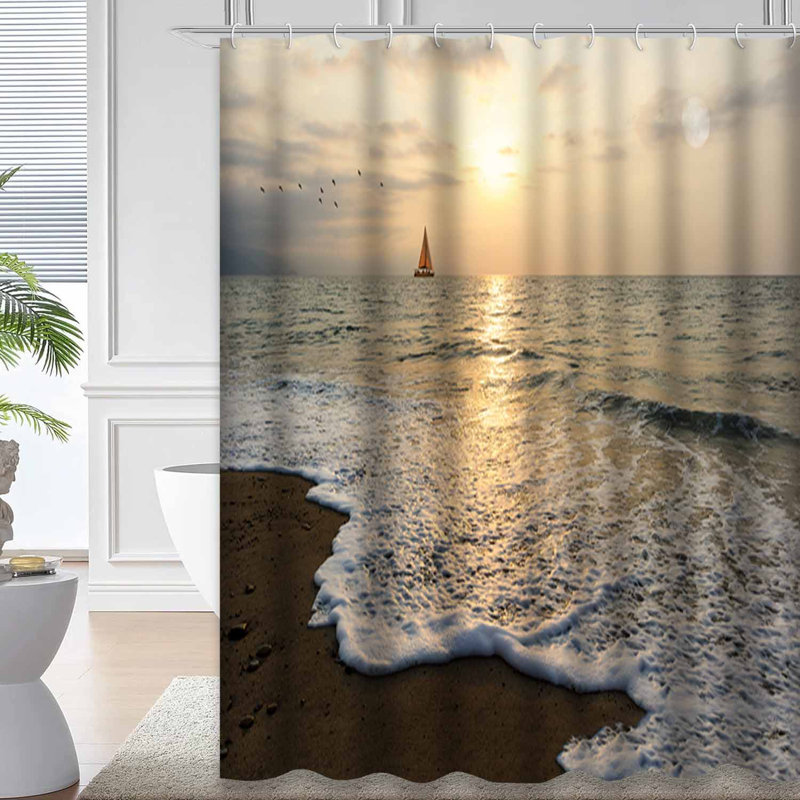 Rideau de douche avec 12 crochets Sunset, L 72 po x l 78 po