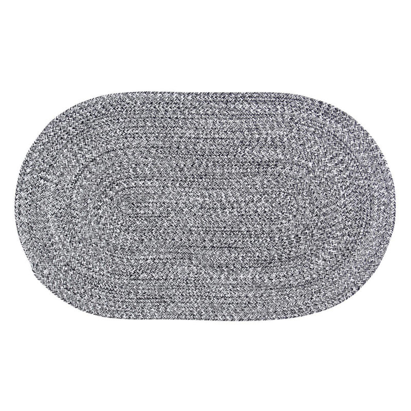 Tapis noir et blanc tressé Ociuso, Ovale 2 pi x 6 pi