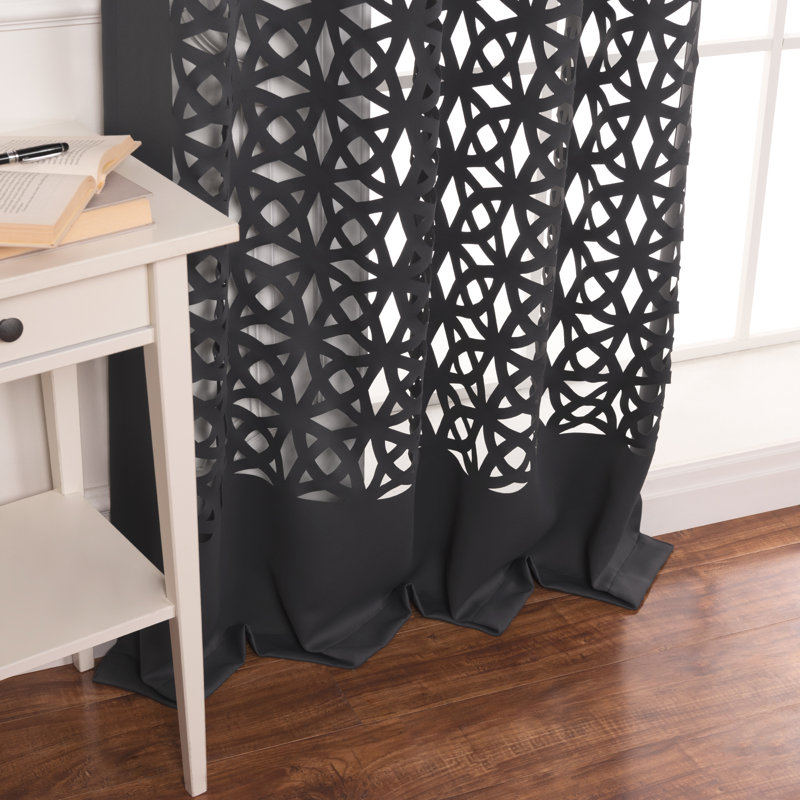 Paire de rideaux en polyester Aikeem, Gris foncé
