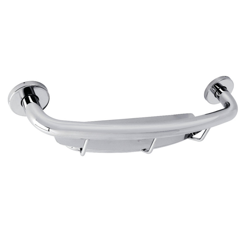Kingston Brass Meridian 18-Inch Stainless Steel Grab Bar with Shelf, Polished Chrome