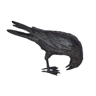 Raven Looking Down Bronze State - Size: 19"L x 5"W x 11"H.