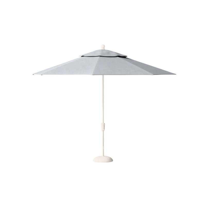 Parasol de marché octogonal à inclinaison automatique 108 po x 108 po Crank, Lin chambray, Craie