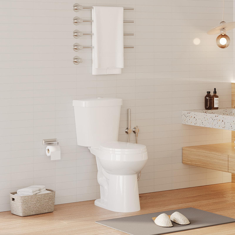 Modern Two-Piece Toilet – Round Ceramic Bowl, Soft Close Lid, 1.28 GPF, ADA Height 19"