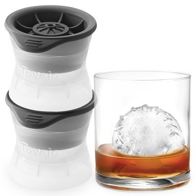 Ensemble de 2 grandes sphères artisanales pour le whisky et les cocktails, gris anthracite Tovolo