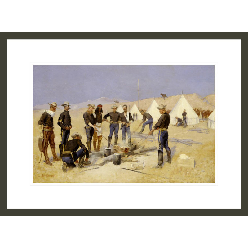 «Roast the Christmas Beef in a Cavalry Camp» par Frederic Remington, impression giclée encadrée, H 16,09 po x l 21,75 po