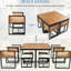 Ensemble de salle à manger de jardin en bois d'acacia 18 pièces GO, ensemble de patio extérieur peu encombrant, 8 chaises rembourrées, 8 repose-pieds et 2 tables carrées pour la cour, le jardin, la terrasse et la piscine, beige-2092336788-2092336791
