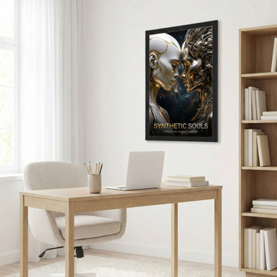 Synthetic Souls Futuristic Robot And Human Faces Canvas Wrapped Wall Art Oil Painting Print Set Of 1
