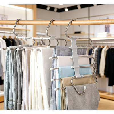 Space-Saving Stainless Steel Pants Hanger – Multi-Functional Trouser & Scarf Organizer With Anti-Slip Design