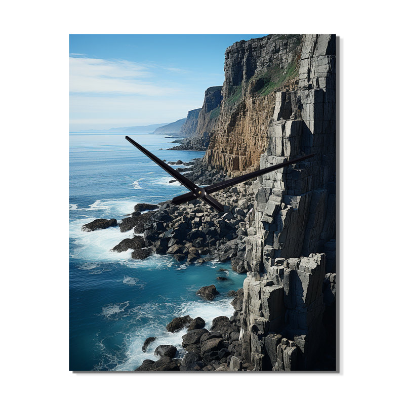 Horloge murale bord de mer côtière I - nautique et plage moderne, H 28 po x l 12 po x P 1 po