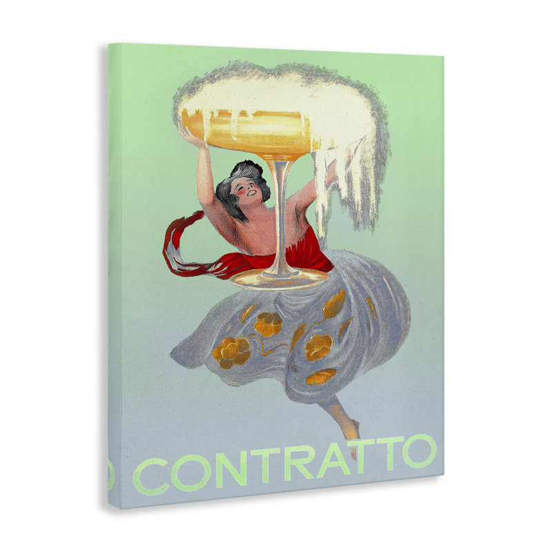 Affiche rétro sur toile Contratto, par Lil 'Rue, H 48 po x l 36 po