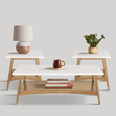 Madison Park 3-Piece Mid Century Modern Living Room Table Set In 2-Tone Finish