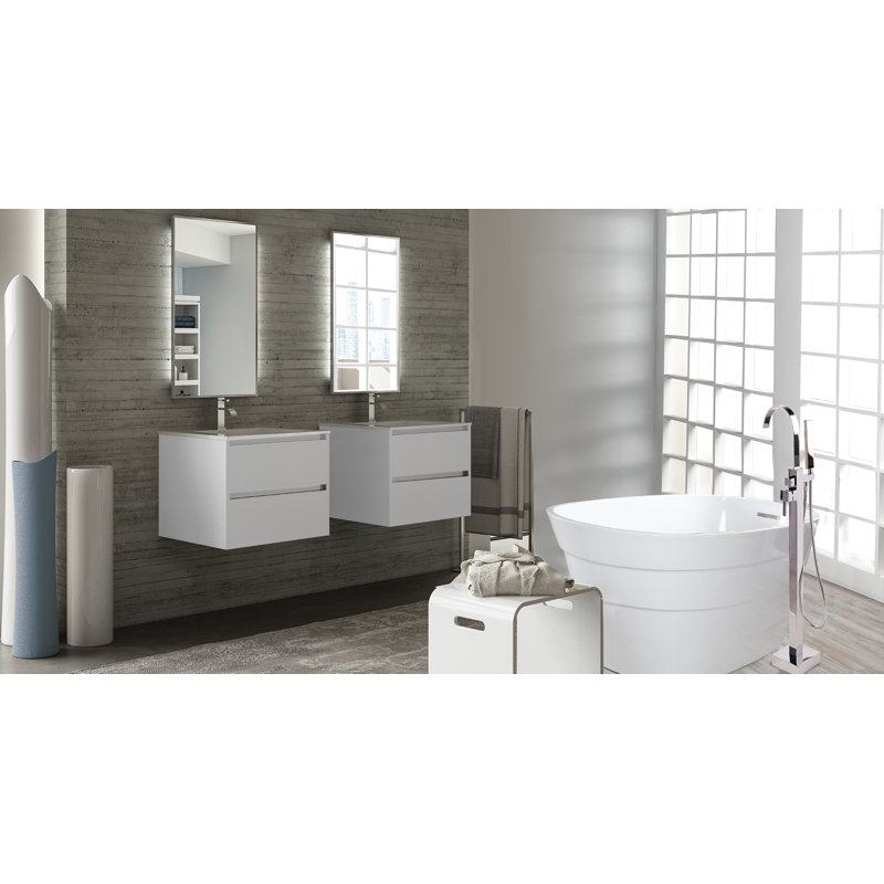Linea Towel Stand, 55.13" H x 19.75" L x 4" W, Polished Stainless Steel