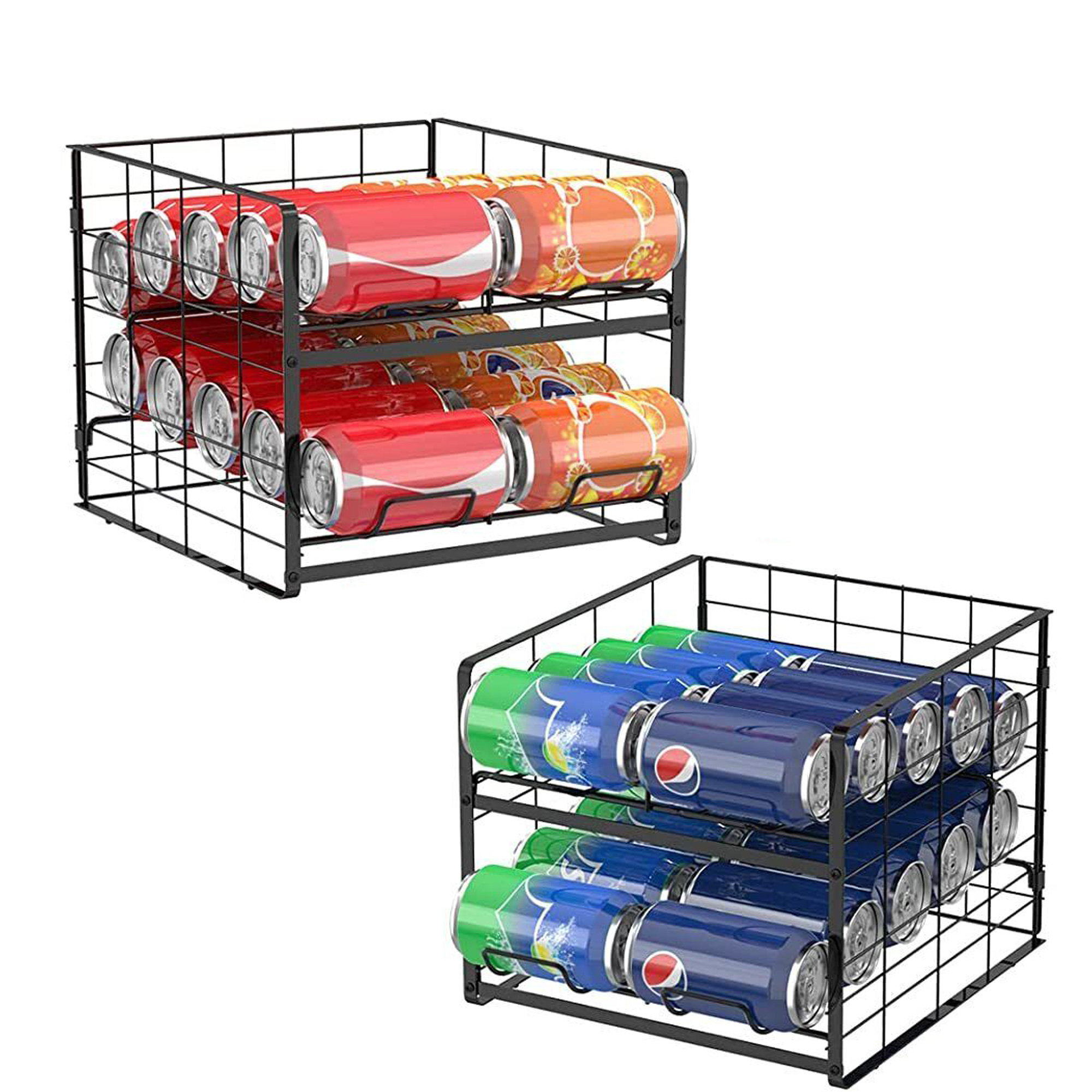 4 Pack Soda Can Organizer Rack for Pantry, Stackable Beverage Soda
