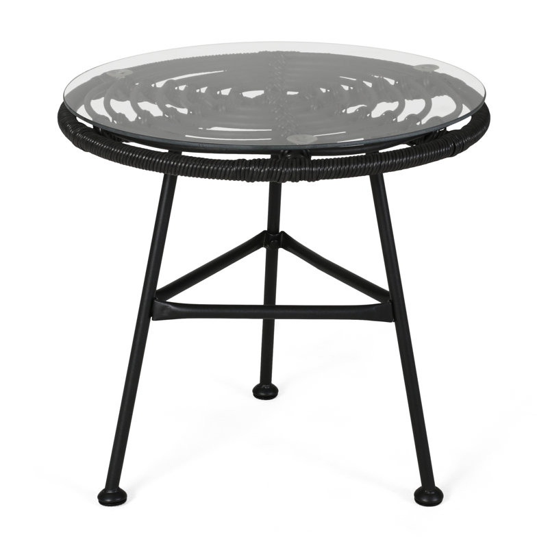 Grey Side Table With Long-Lasting And Tempered Glass Modern Top