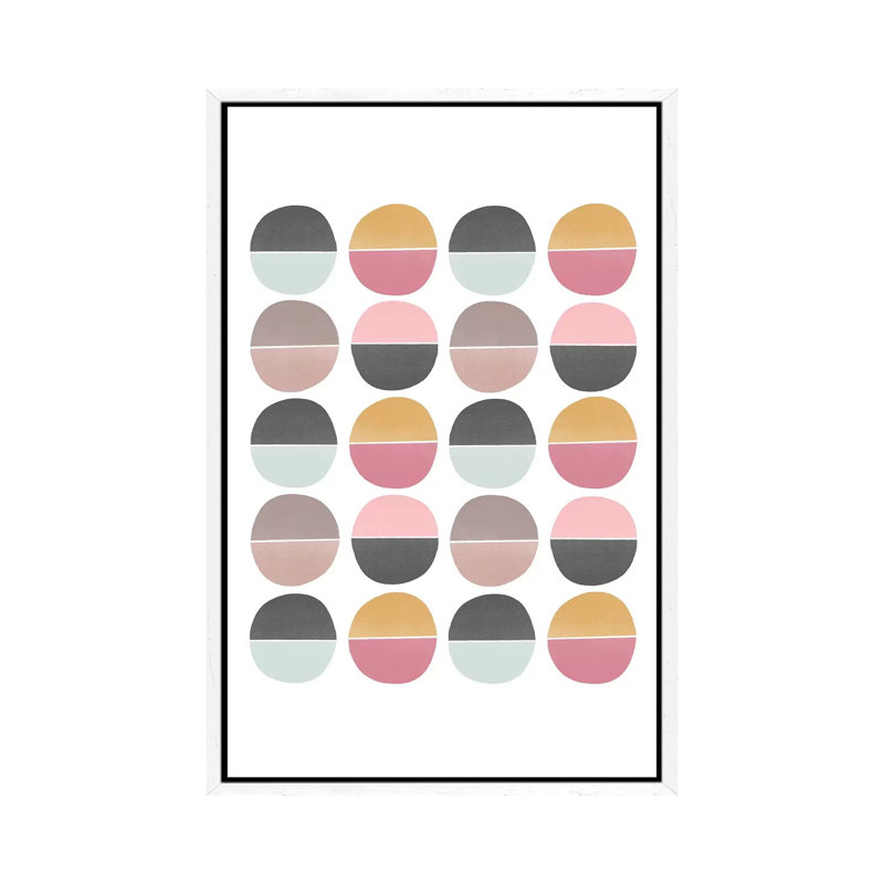 Circle Friends Abstract by Leah Straatsma - Print on Canvas, White Floater Framed, 152.4cm H x 101.6cm W x 3.81cm D