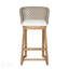 Tabourets de bar d'extérieur en bois d'acacia (4 pièces), finition teck avec coussin beige et dossier en osier brun clair, durable et confortable-2130151304