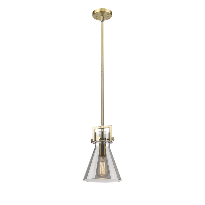 Luminaire suspendu avec tige 30 po Coterie, Laiton brossé, Plaqué couleur fumée, H 11,38 po x l 8 po x P 8 po
