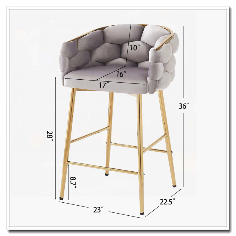 28" Upholstery Barstool Counter Stools, Gray