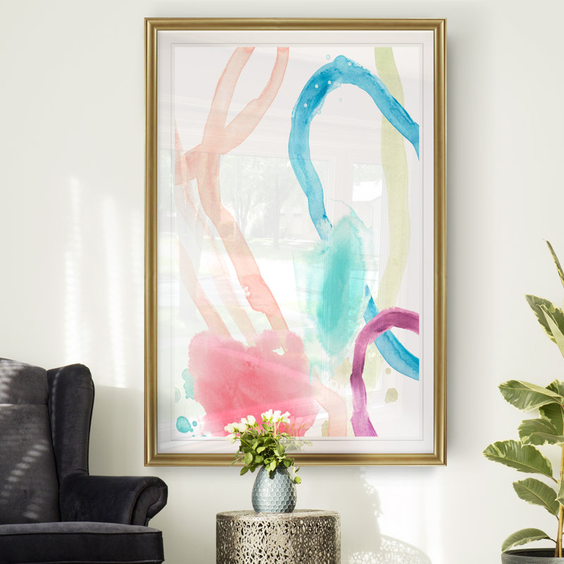 Serpentine Rainbow I' Print on Canvas, 18.5" H x 24.5" W x 1.5" D, Gold Framed