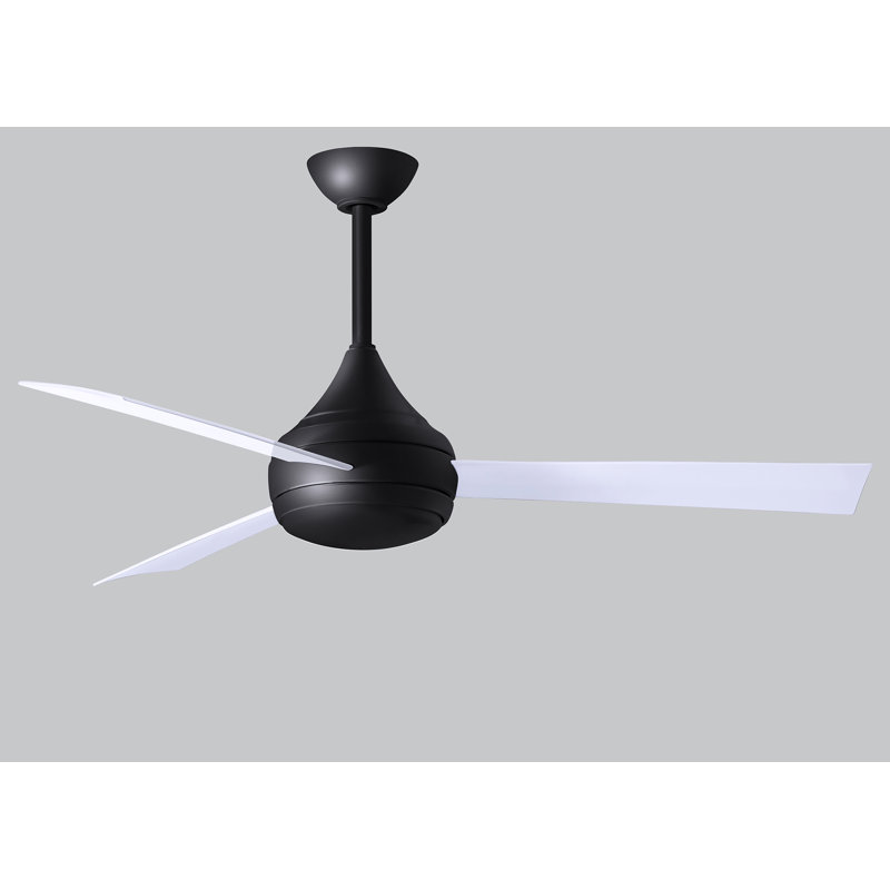 Donaire LED Outdoor Downrod Ceiling Fan, Matte Black, Gloss White