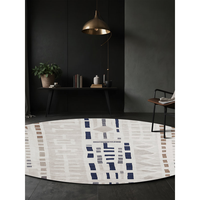 Tapis gris soyeux et moelleux, Rond 6 pi