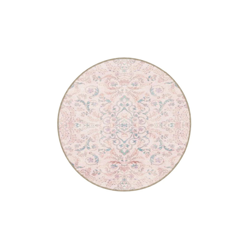 Modern Light Pink Traditional Patterned Washable Decorative Carpet, Runner 2'6" x 9'11"