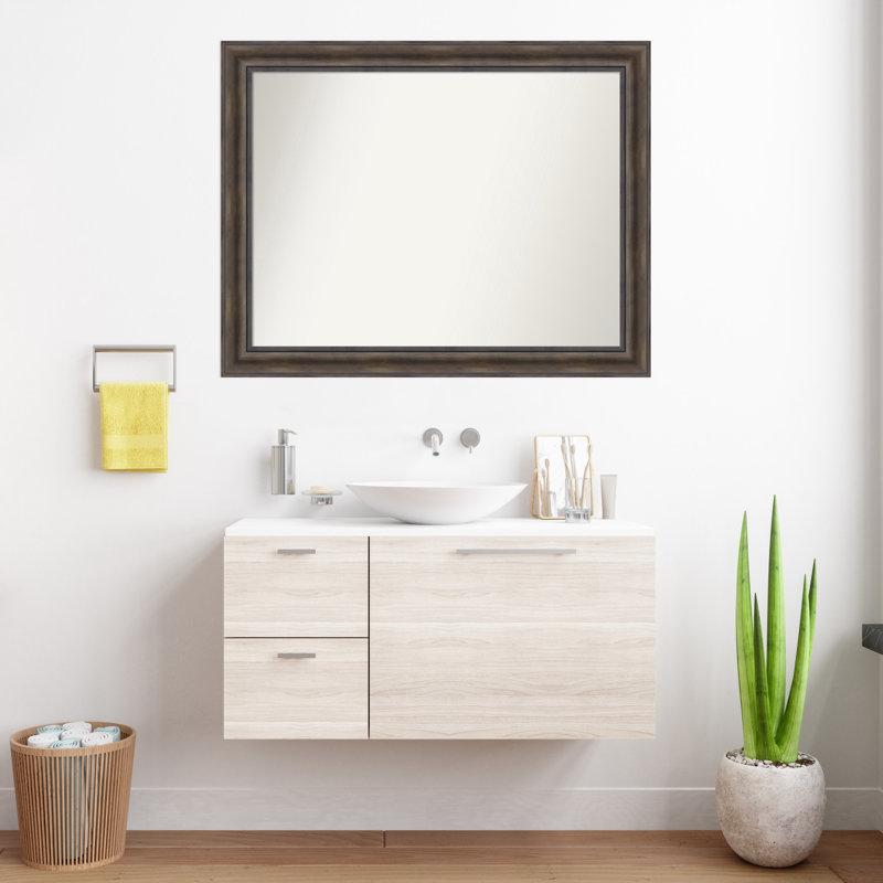 Miroir mural en bois massif Bostynn, Rectangle, H 32,5 po x l 41,5 po