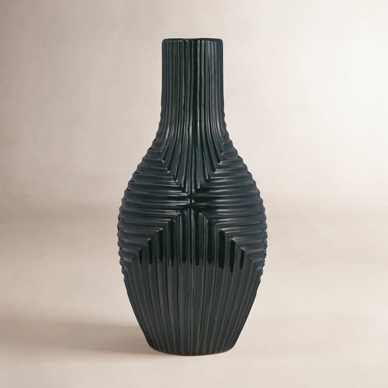 Amrita Tribal Modern Ceramic Vase, Green
