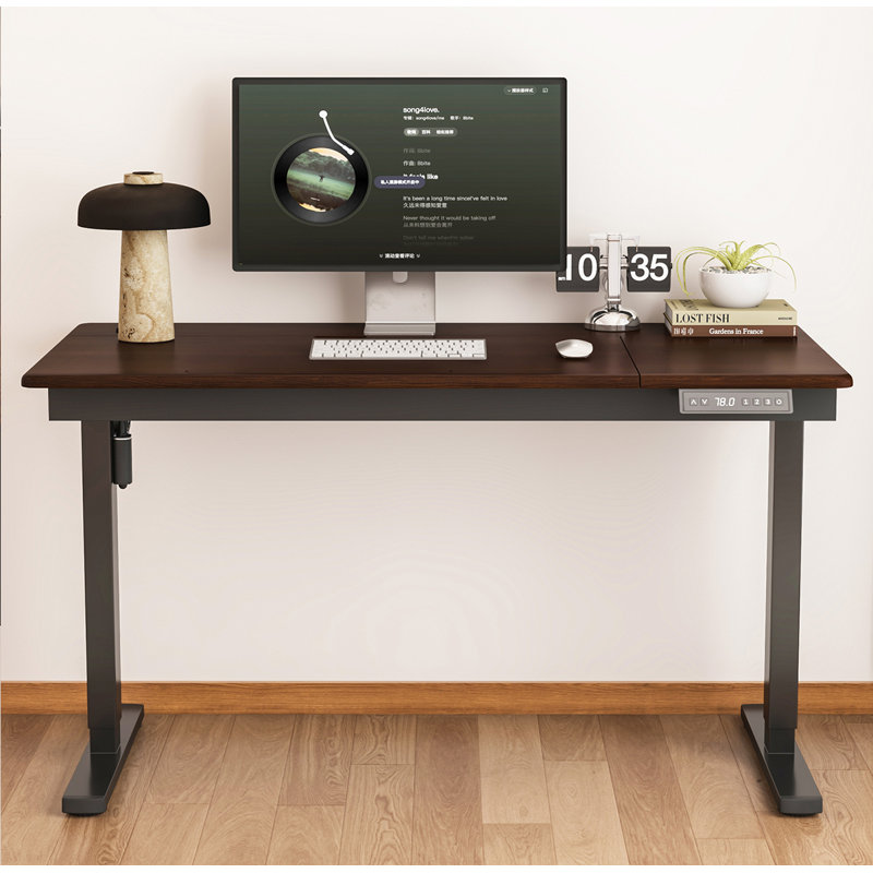 Sit Stand Electric Desk with Tiltable Work Surface, 29.5" H x 47.2" W x 25.6" D