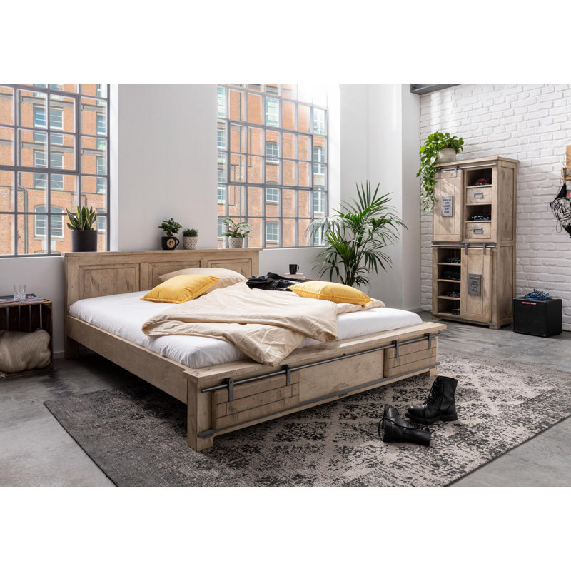 Railway Lacquered Super King Bed Frame, Beige