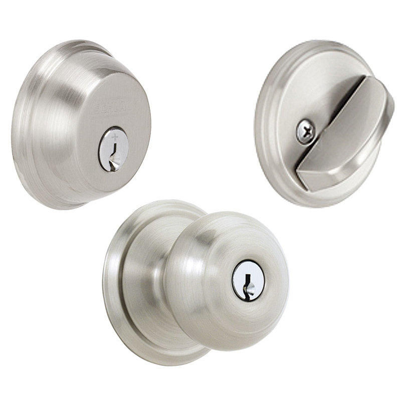 Georgian Single Cylinder Entrance Knobset, Satin Nickel