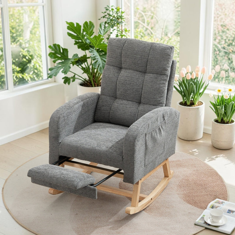 Neylandville Upholstered Accent Chair, Grey Waffle Fabric