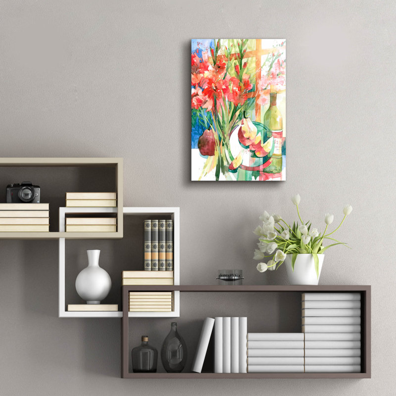 «Pears & Gladiolas» par Annelein Beukenkamp, art mural en verre acrylique, H 24 po x l 16 po x P 0,2 po