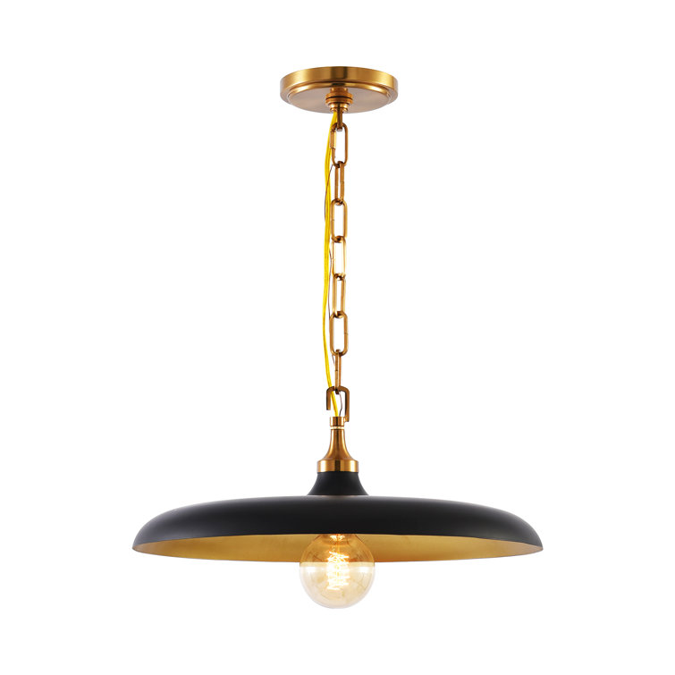 Julyn Farmhouse Pendant Light, 17" Dome Black Large Industrial Hanging Light for Kitchen Island,Coffee