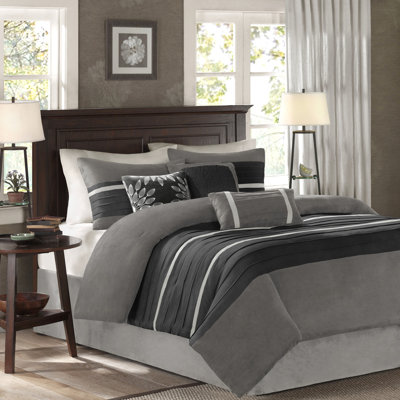 Édredon noir 7 pièces en faux suède doux et moelleux pour une nuit de détente