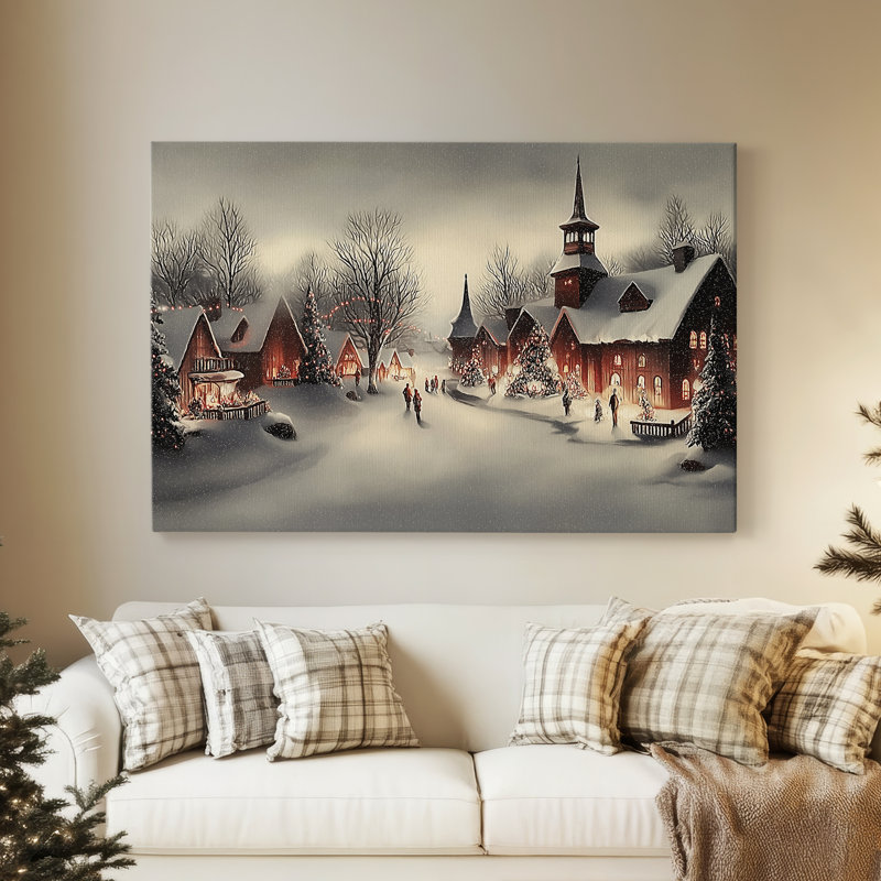 Toile tendue à la chandelle avec galerie de bougies, H 48 po x l 32 po