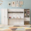 Lit escamotable double pleine grandeur avec placard, tiroirs et tablettes, blanc-443331662-443331663
