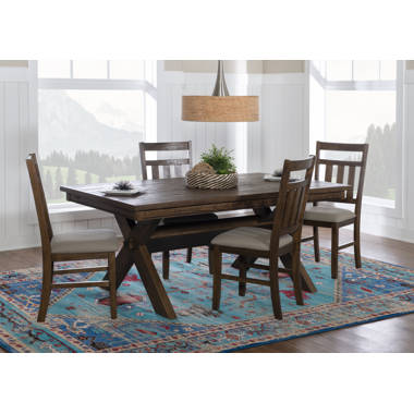 Winston Porter Aimien 5 - Piece Rubberwood Trestle Dining Set