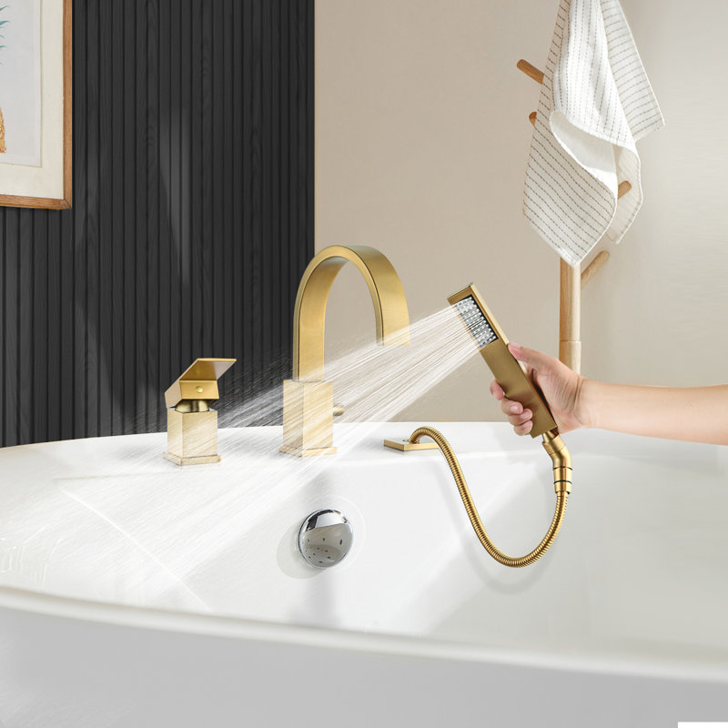 1 Handle Deck Roman Tub Faucet with Diverter, Gold