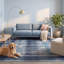 Tapis Fairfax moderne minimaliste à bordure géométrique, bleu marine, turquoise, gris, crème et rose, lavable à la machine, antidérapant, à poils courts, pour l'intérieur et l'extérieur, adapté aux animaux domestiques, idéal pour le salon, la chambre, la salle à manger, l'entrée, le couloir ou le bureau.-1402673665