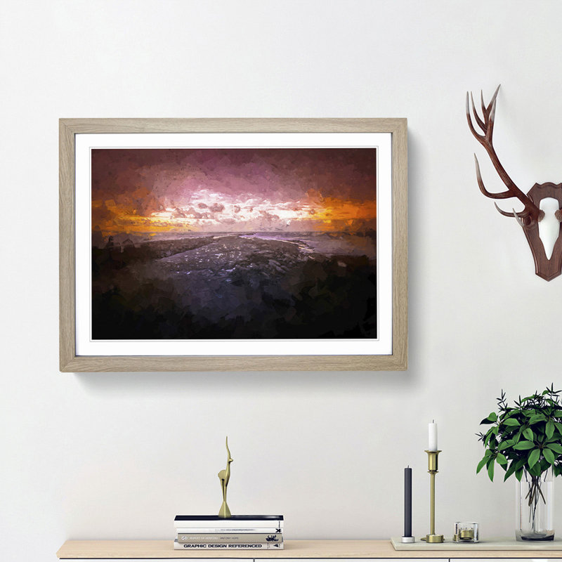 Filey Brigg in North Yorkshire - Picture Frame Graphic Art Print on MDF, Oak, 50cm H x 76cm W x 2cm D