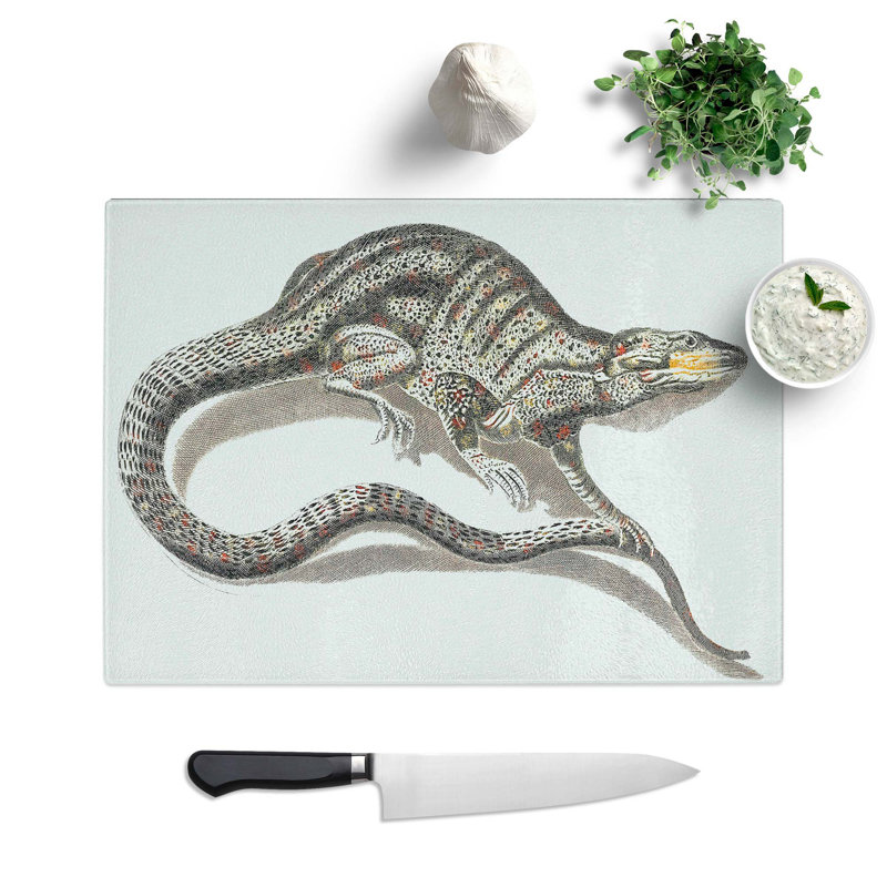 Tempered Glass a Lizard Chopping Board, 39 cm W x 28.5 cm L