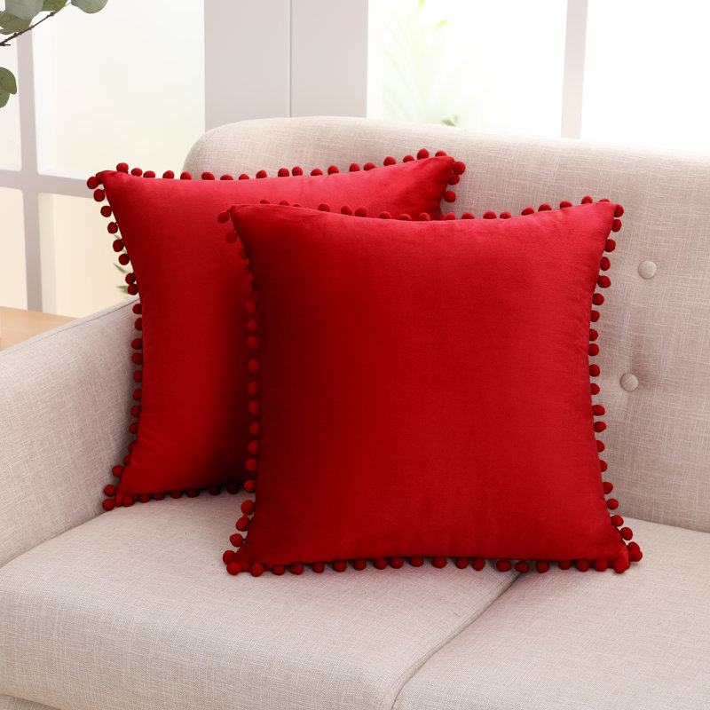 Knowles Square Cushion Cover, 61cm H x 61cm W x 1cm D, Red