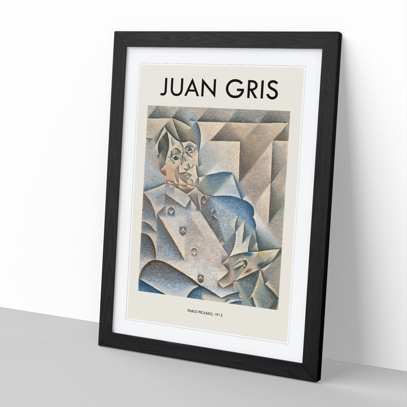 Portrait of Pablo Picasso Print by Juan Gris - Picture Frame Painting, 36cm H x 27cm W x 2cm D, Black Framed