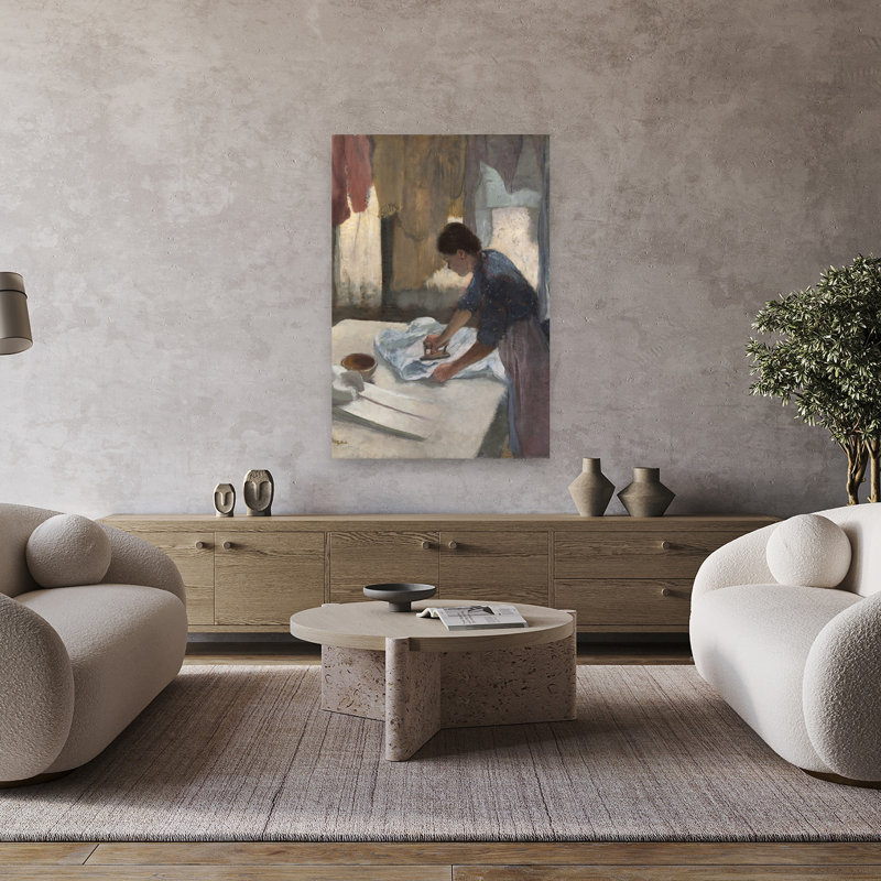 Femme repassant, vers 1876-1887, estampe d'art mural abstrait contemporain, H 48 po x l 32 po