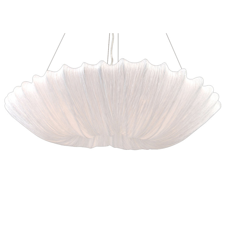 Lustre blanc transitionnel en tissu 4 lumières, Beige