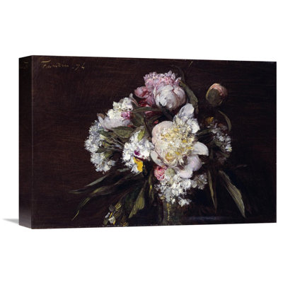 'Peonies, White Carnations and Roses' by Henri Fantin-Latour Painting Print on Wrapped Canvas