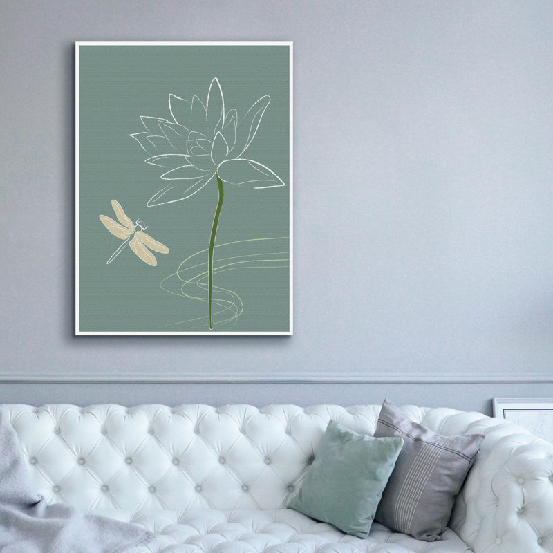 «Japanese Art Style Dessin Libellule et la fleur» par Sabrina Balbuena, 40 po x 54 po, H 54 po x l 40 po