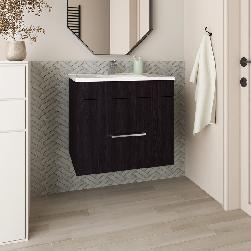 Meuble-lavabo de salle de bain avec lavabo, 1 tiroir