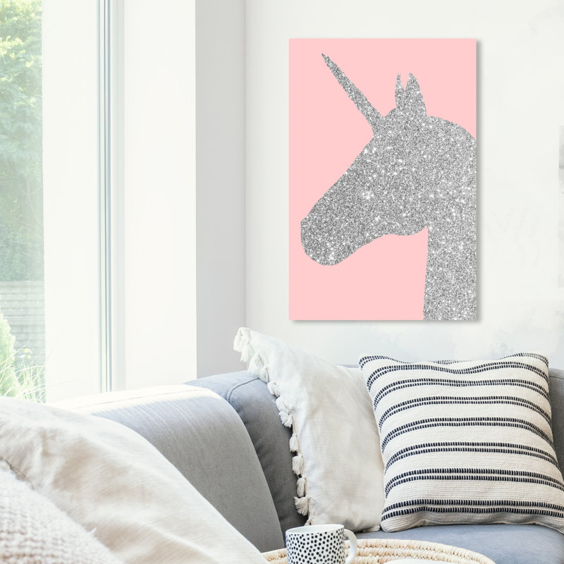 « paillettes licorne rose », impression encadrée, H 30 po x l 20 po x P 0,75 po, Toile tendue